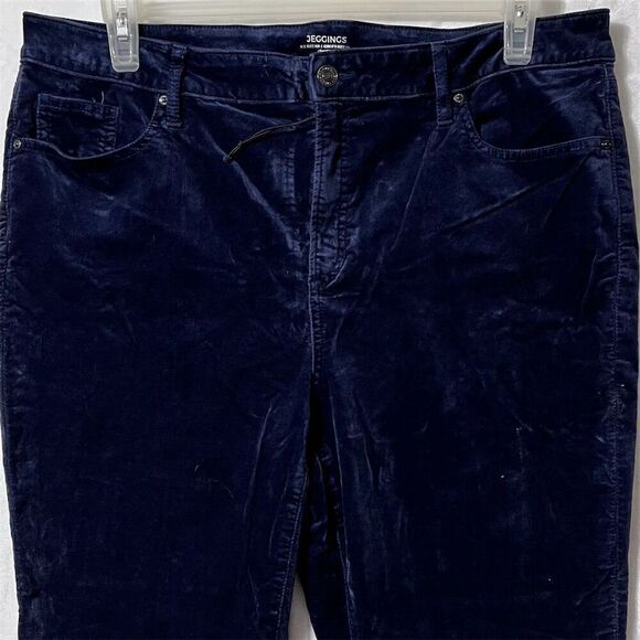 Chico’s Jeggings Blue Velvet  Size 3 (L 16) Stretch Fit Casual Fall Leggings - Picture 2 of 12